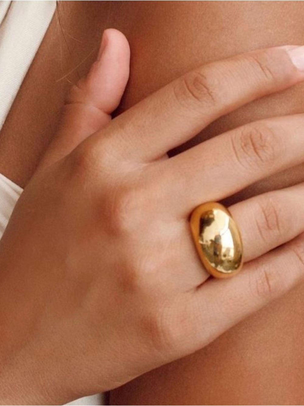 Ellie Vail Polished Gold Dome Oaklynn Ring Chunky Bubble Band 6